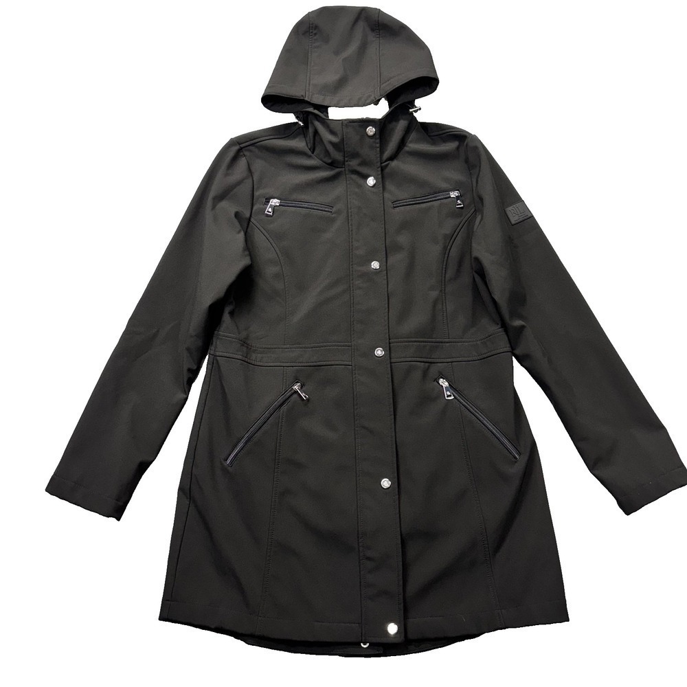 Lauren Ralph Lauren Jacket Womens Small Black Hooded Softshell Parka Coat Zip